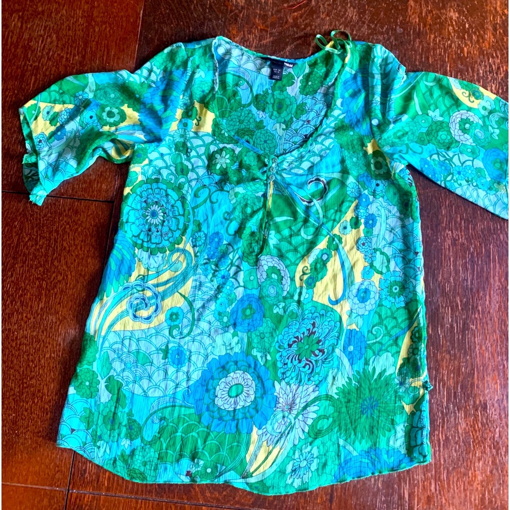 H&M Chiffon Floral Tunic Blouse Sz. 14